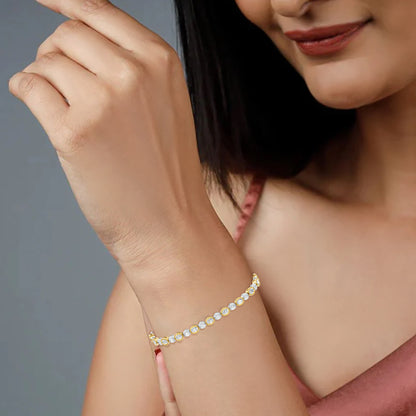 14k Yellow Gold or 18K Gold Vermeil 4.52 Ct Multi-Shape Lab Grown Diamond Tennis Bracelet