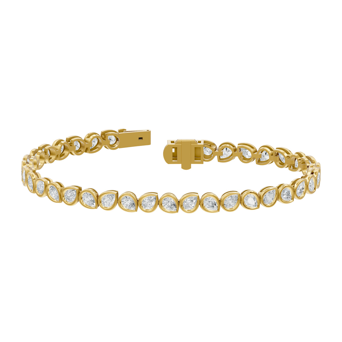 14k Yellow Gold or 18K Gold Vermeil 5.4 Ct Pear Lab Grown Diamond Tennis Bracelet