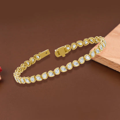 14k Yellow Gold or 18K Gold Vermeil 5.4 Ct Pear Lab Grown Diamond Tennis Bracelet