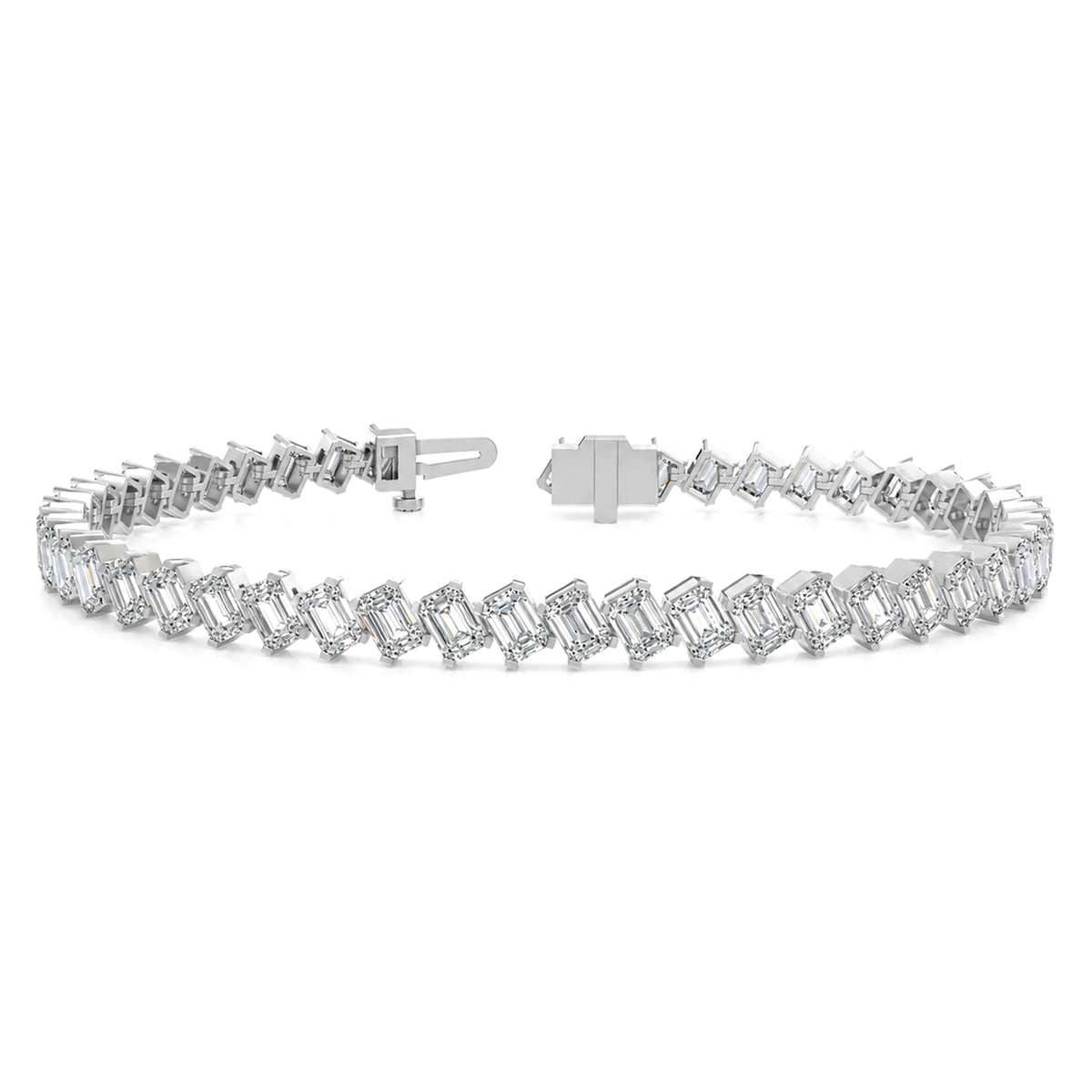14k White Gold Emerald 9.6 Ct Lab Grown Diamond Tennis Bracelet
