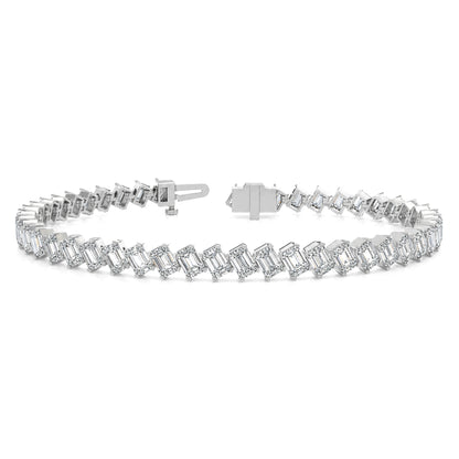 14k White Gold Emerald 9.6 Ct Lab Grown Diamond Tennis Bracelet