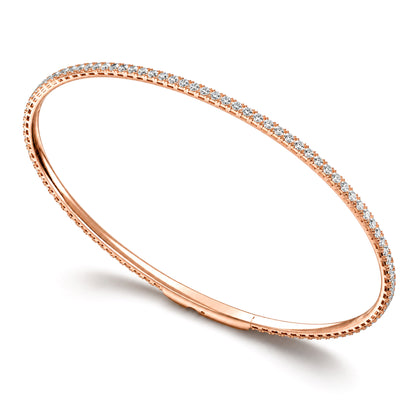 14k Rose Gold Round 1.47 Ct Pink Lab Grown Diamond Bangle Bracelet