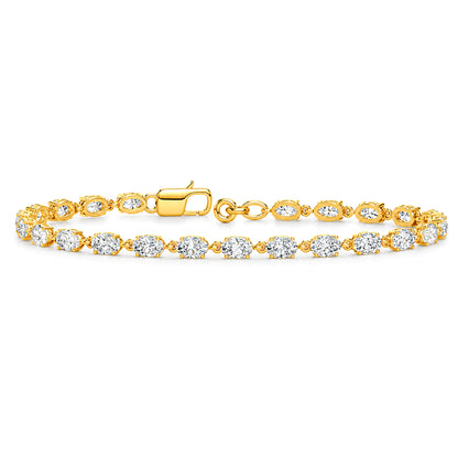14k Yellow Gold Oval 4.6 Ct Lab Grown Diamond Tennis Bracelet