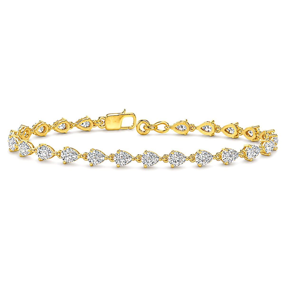 14k Yellow Gold Pear 3.68 Ct Lab Grown Diamond Tennis Bracelet
