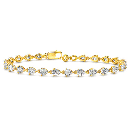 14k Yellow Gold Pear 3.68 Ct Lab Grown Diamond Tennis Bracelet