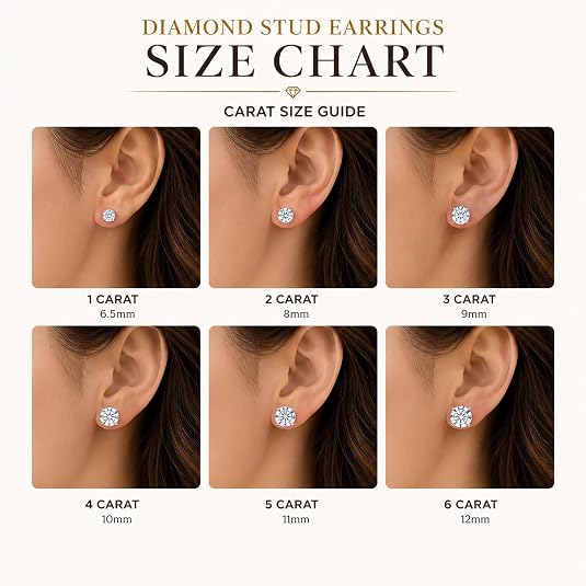 0.25ct to 6ct Round Lab-Grown Solitaire Diamond 14K Gold Stud Earrings (D-E Color, VS Clarity)