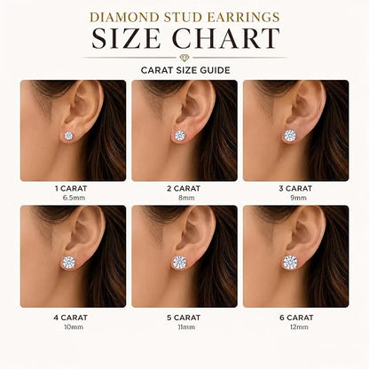 0.25ct to 6ct Round Lab-Grown Solitaire Diamond 14K Gold Stud Earrings (D-E Color, VS Clarity)
