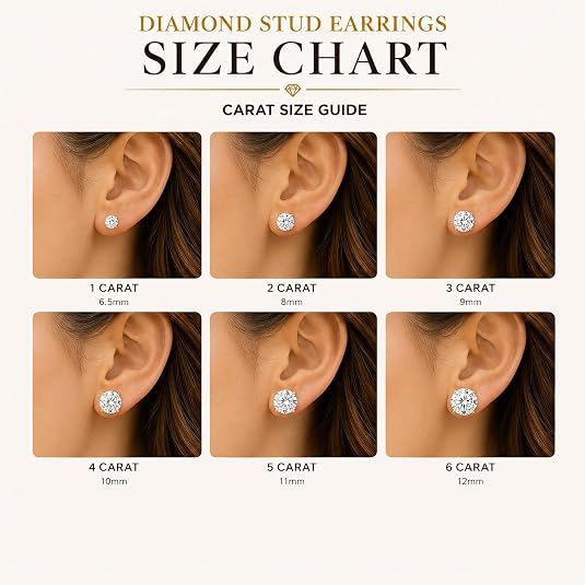 0.25ct to 6ct Round Lab-Grown Solitaire Diamond 14K Gold Stud Earrings (D-E Color, VS Clarity)