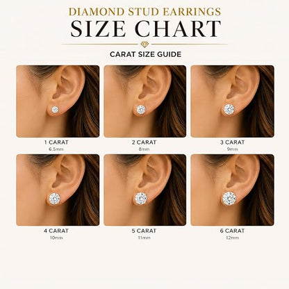 0.25ct to 6ct Round Lab-Grown Solitaire Diamond 14K Gold Stud Earrings (D-E Color, VS Clarity)