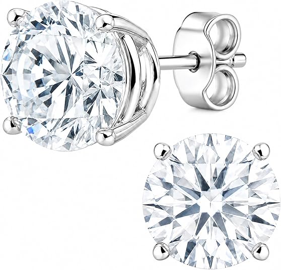 0.25ct to 6ct Round Lab-Grown Solitaire Diamond 14K Gold Stud Earrings (D-E Color, VS Clarity)