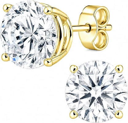 0.25ct to 6ct Round Lab-Grown Solitaire Diamond 14K Gold Stud Earrings (D-E Color, VS Clarity)