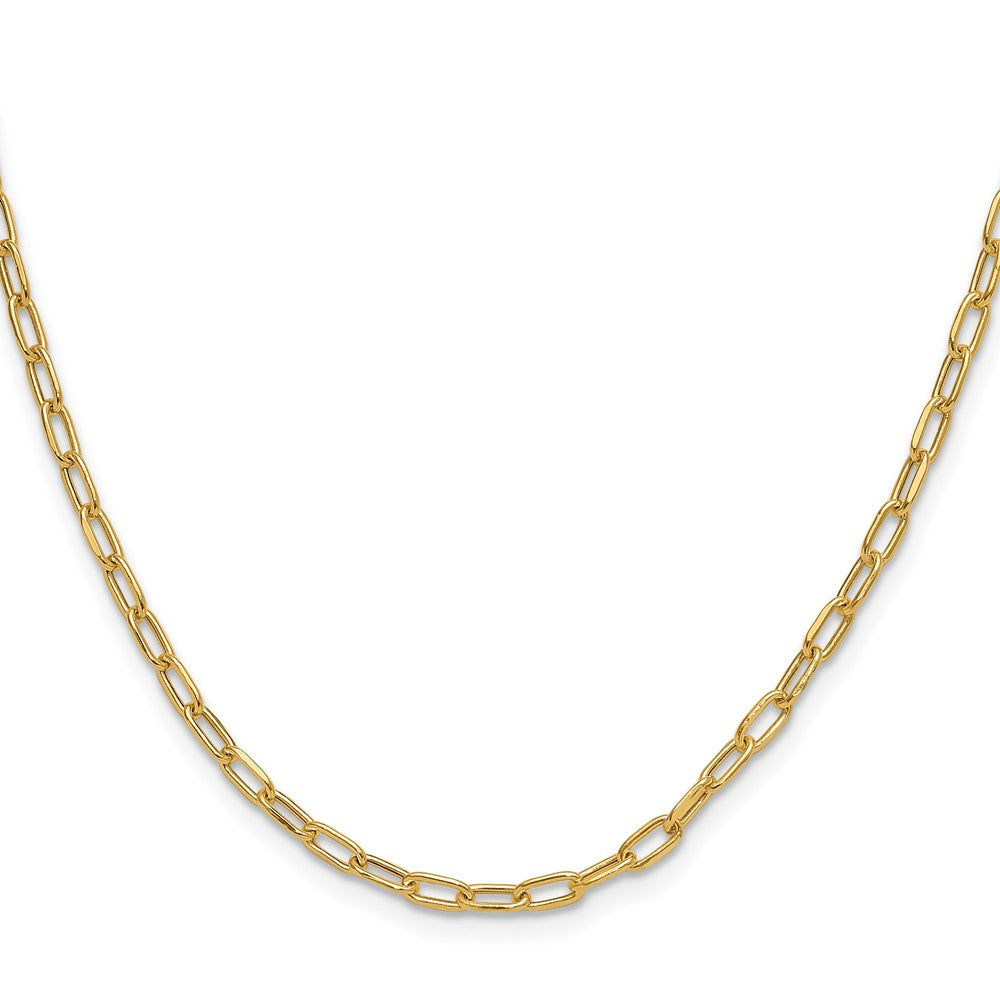 14k Yellow Gold 3.0mm Semi-Solid Beveled Diamond-Cut Paperclip Chain Necklace