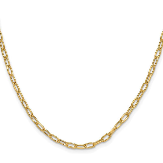14k Yellow Gold 3.0mm Semi-Solid Beveled Diamond-Cut Paperclip Chain Necklace