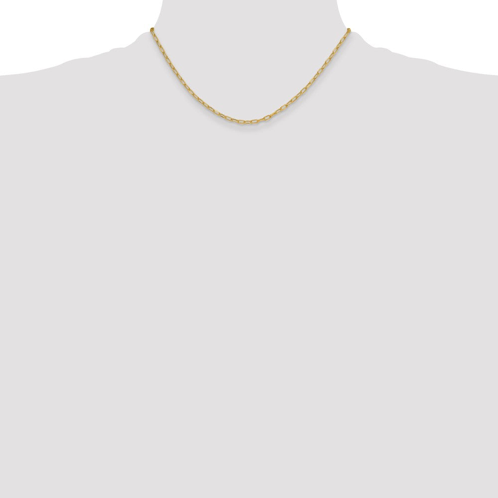 14k Yellow Gold 3.0mm Semi-Solid Beveled Diamond-Cut Paperclip Chain Necklace
