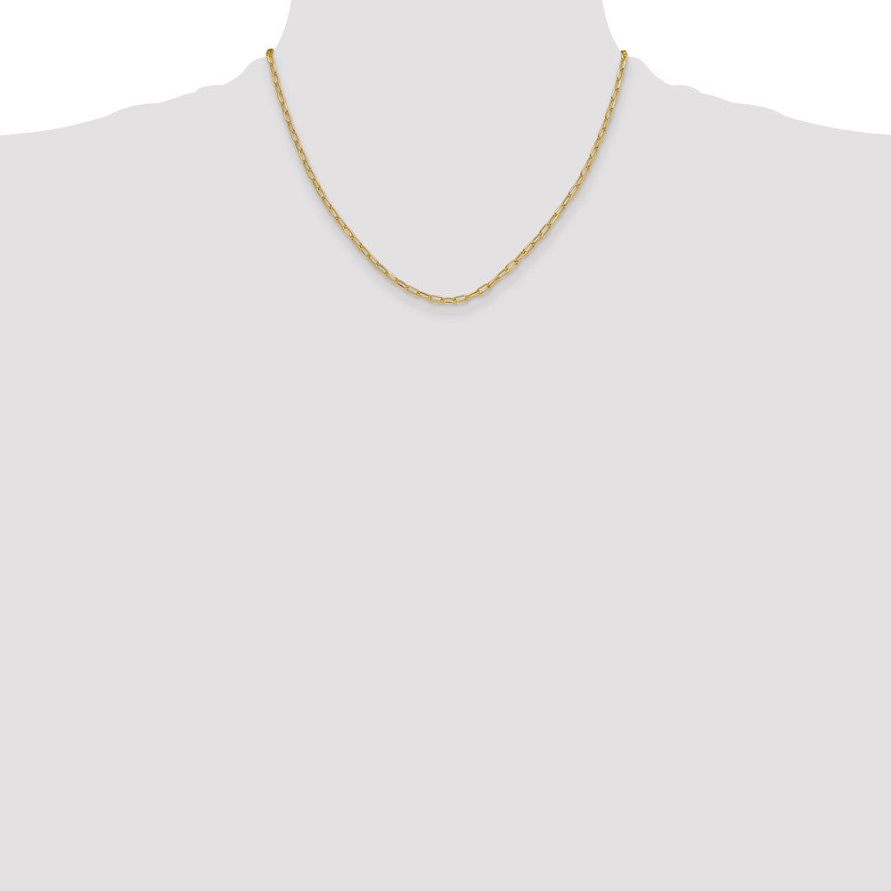 14k Yellow Gold 3.0mm Semi-Solid Beveled Diamond-Cut Paperclip Chain Necklace