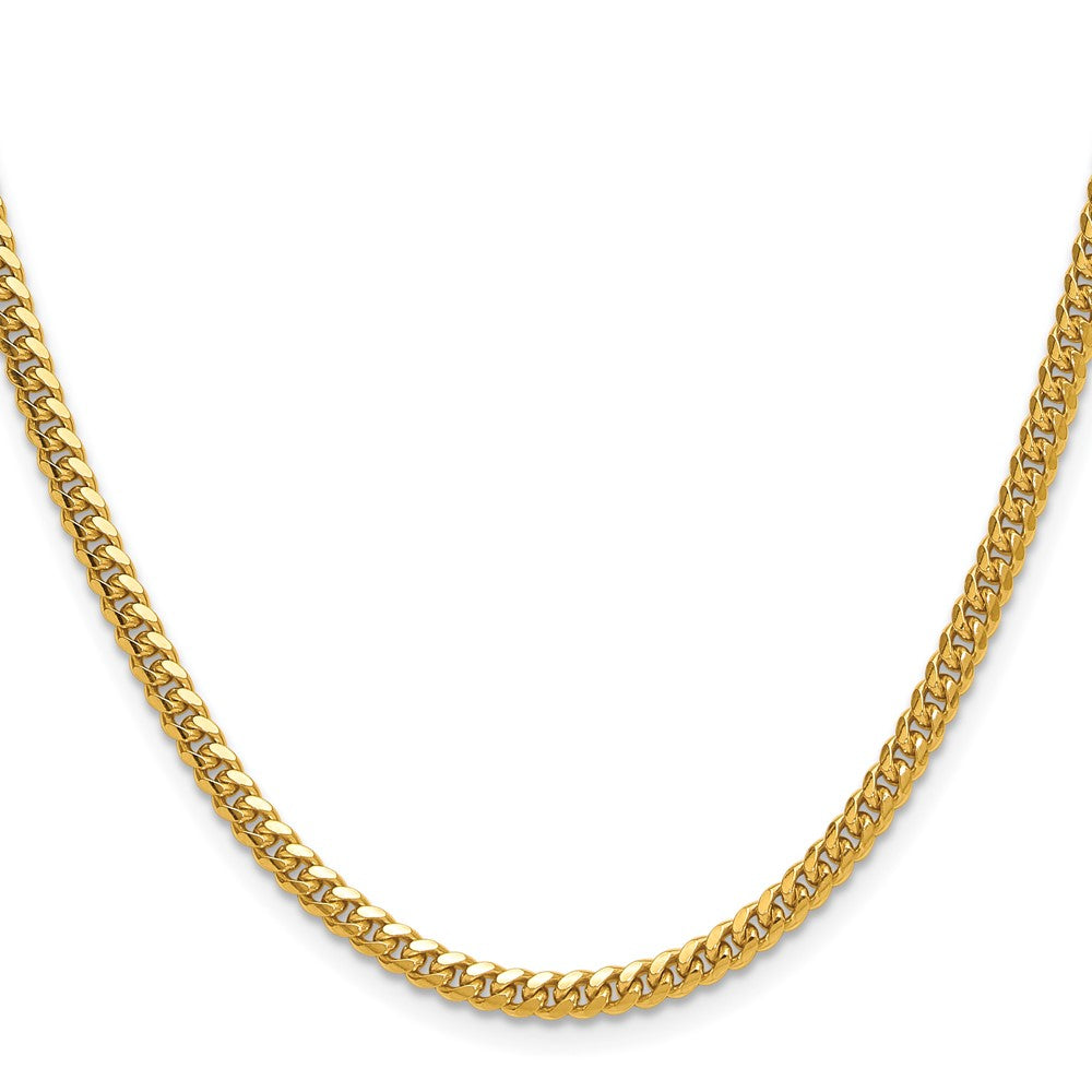 14k Yellow Gold 3.5mm Solid Miami Cuban Chain Necklace