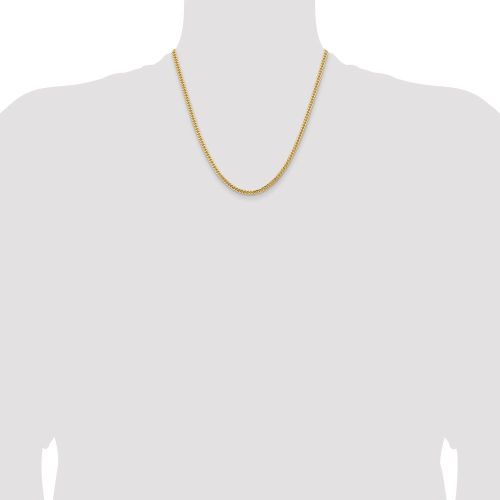 14k Yellow Gold 3.5mm Solid Miami Cuban Chain Necklace