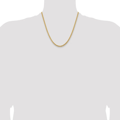 14k Yellow Gold 3.5mm Solid Miami Cuban Chain Necklace