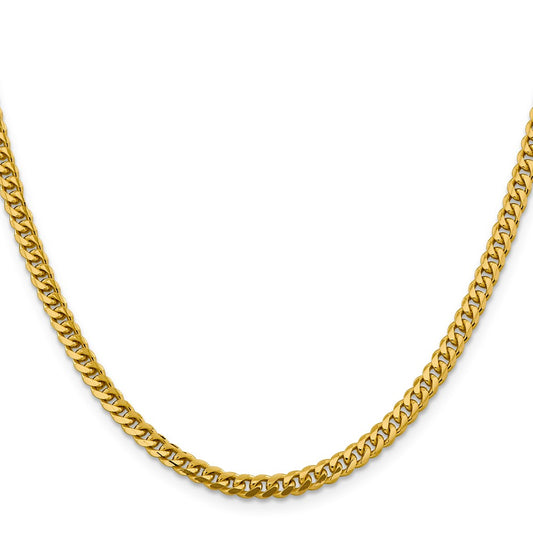 14k Yellow Gold 4.25mm Solid Miami Cuban Chain Necklace