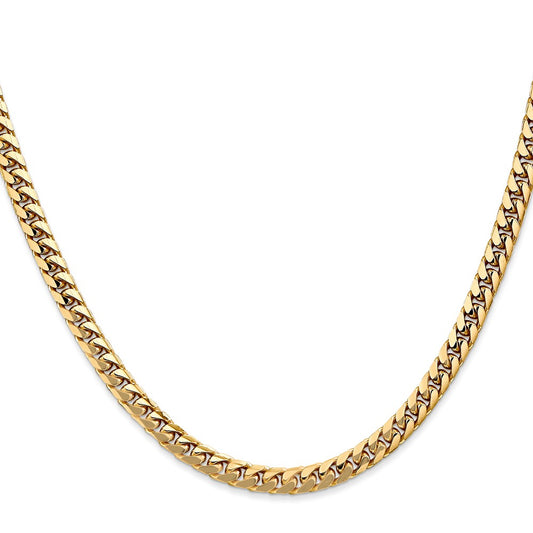 14k Yellow Gold 4.3mm Solid Miami Cuban Chain Necklace