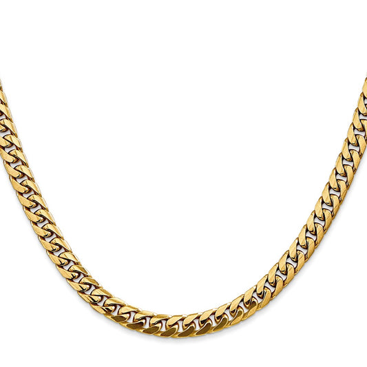 14k Yellow Gold 5mm Solid Miami Cuban Chain Necklace