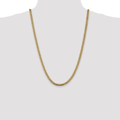 14k Yellow Gold 5mm Solid Miami Cuban Chain Necklace