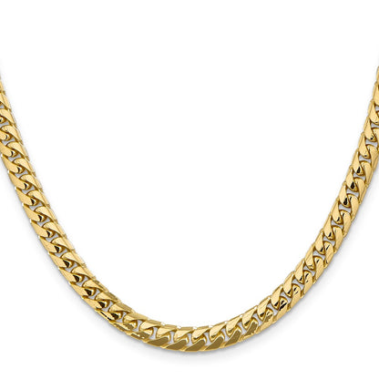 14k Yellow Gold 5.5mm Solid Miami Cuban Chain Necklace