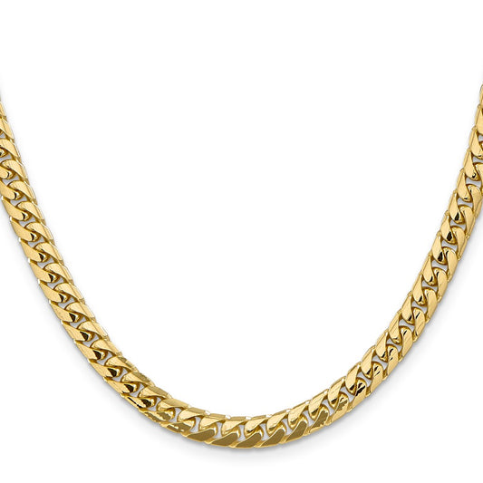 14k Yellow Gold 5.5mm Solid Miami Cuban Chain Necklace
