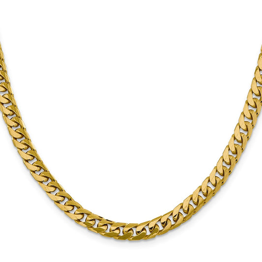 14k Yellow Gold 6.25mm Solid Miami Cuban Chain Necklace