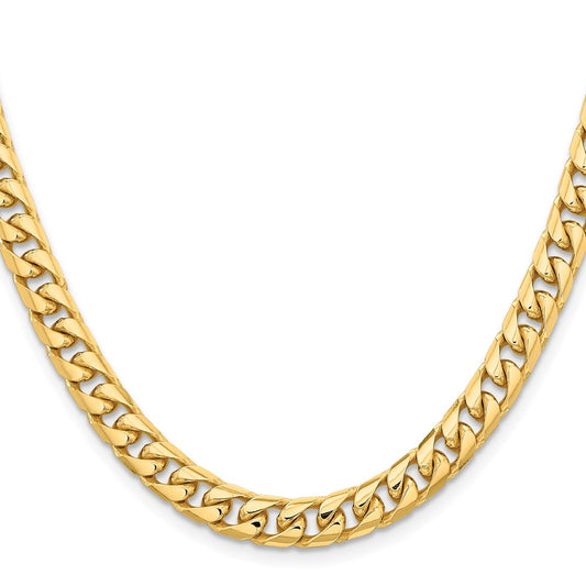 14k Yellow Gold 6.75mm Solid Miami Cuban Chain Necklace