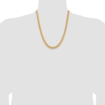 14k Yellow Gold 6.75mm Solid Miami Cuban Chain Necklace