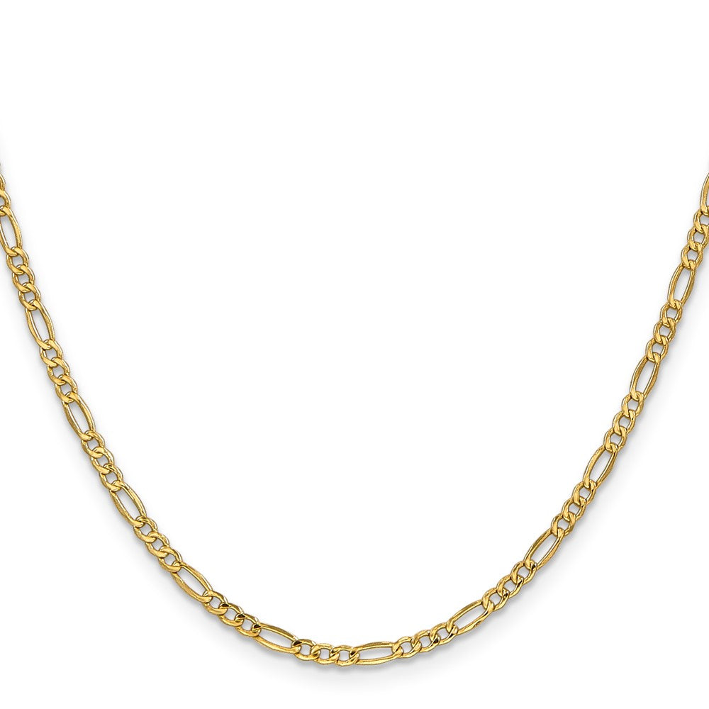 14k Yellow Gold 2.5mm Semi-Solid Figaro Chain Necklace