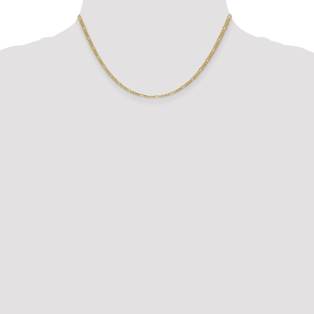 14k Yellow Gold 2.5mm Semi-Solid Figaro Chain Necklace