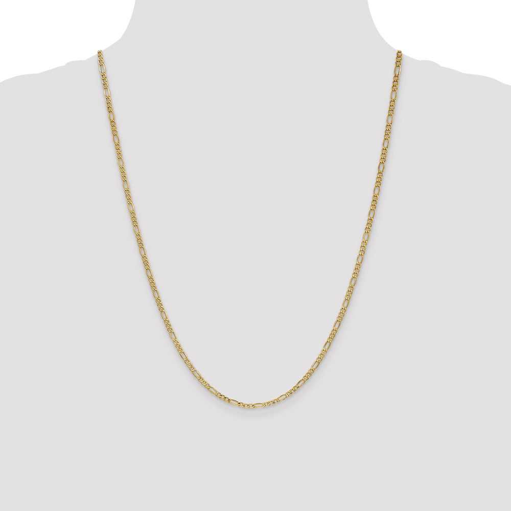 14k Yellow Gold 2.5mm Semi-Solid Figaro Chain Necklace