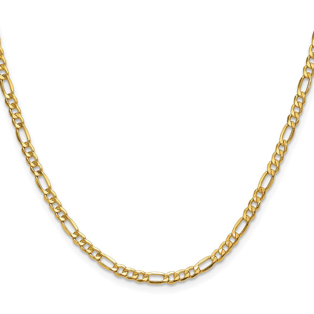 14k Yellow Gold 3.5mm Semi-Solid Figaro Chain Necklace