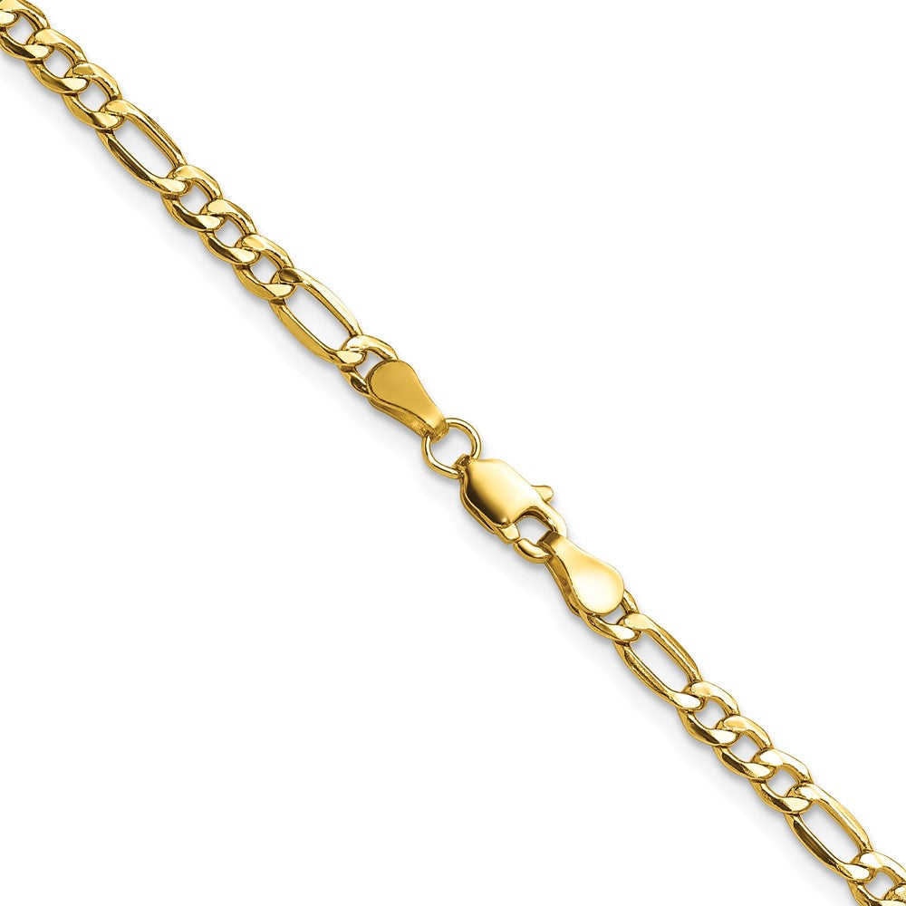 14k Yellow Gold 3.5mm Semi-Solid Figaro Chain Necklace