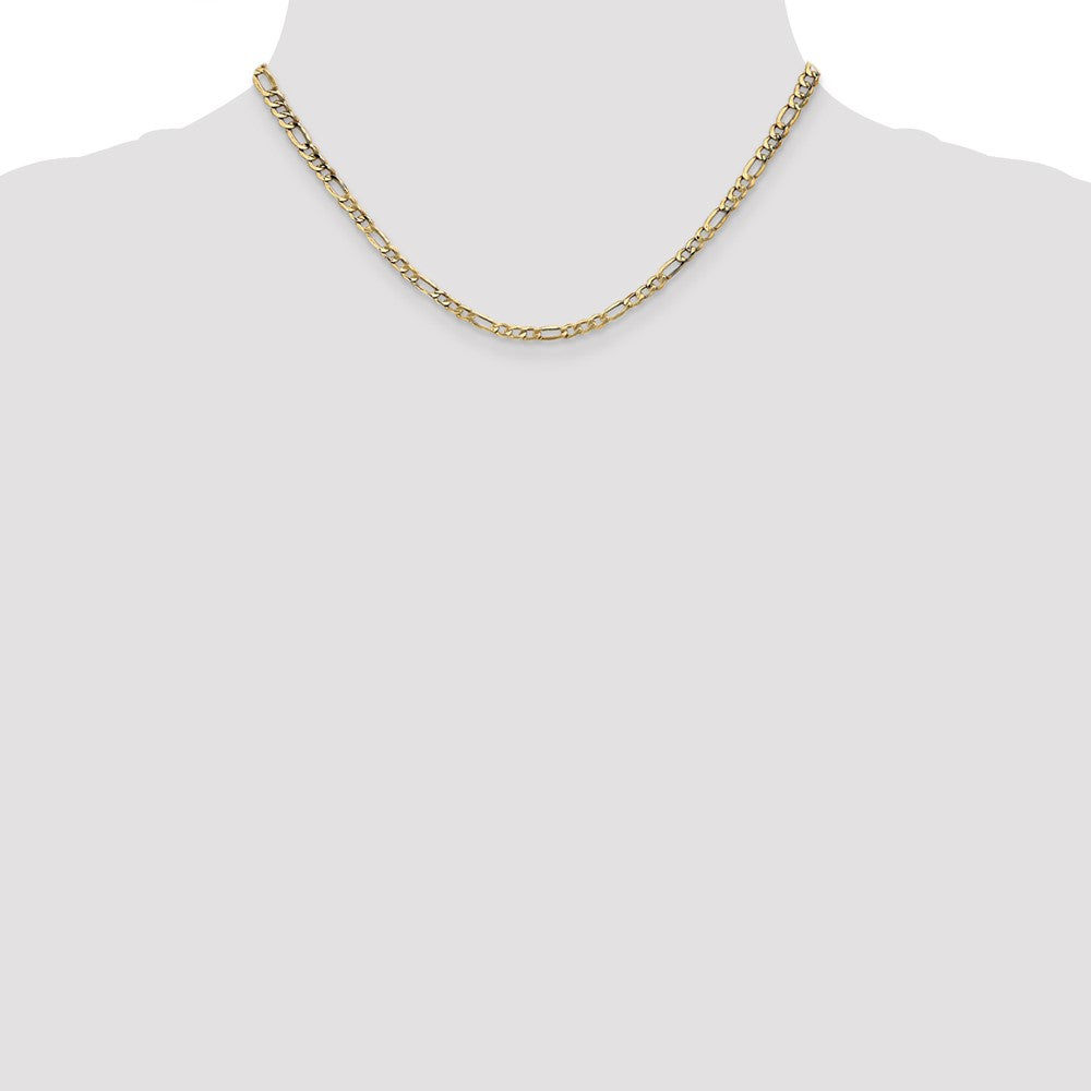 14k Yellow Gold 3.5mm Semi-Solid Figaro Chain Necklace