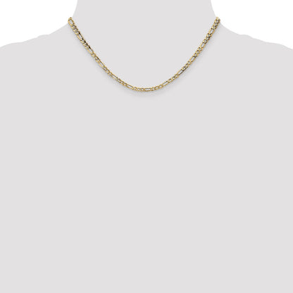 14k Yellow Gold 3.5mm Semi-Solid Figaro Chain Necklace