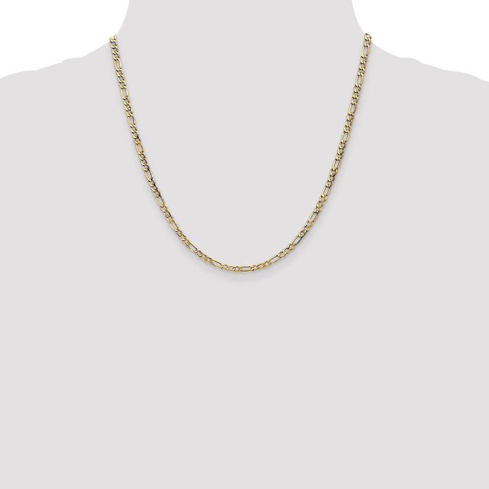 14k Yellow Gold 3.5mm Semi-Solid Figaro Chain Necklace