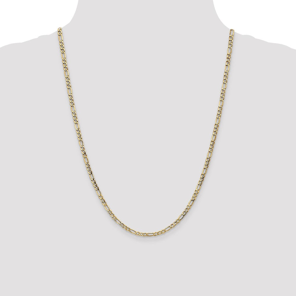 14k Yellow Gold 3.5mm Semi-Solid Figaro Chain Necklace