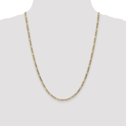 14k Yellow Gold 3.5mm Semi-Solid Figaro Chain Necklace