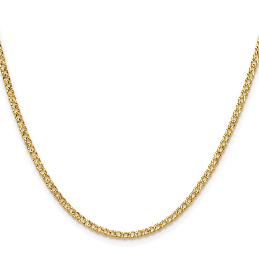 14k Yellow Gold 2.5mm Semi-Solid Curb Chain Necklace