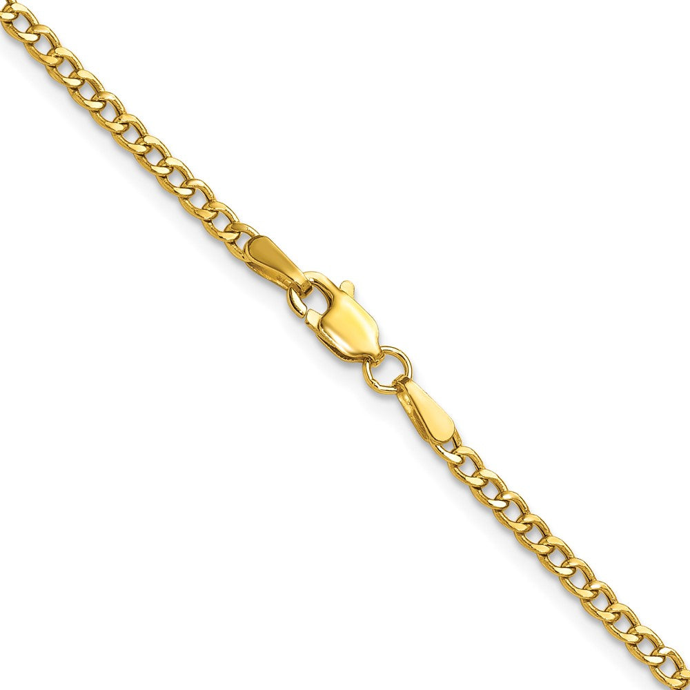 14k Yellow Gold 2.5mm Semi-Solid Curb Chain Necklace