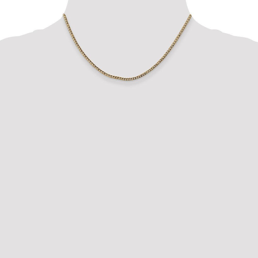 14k Yellow Gold 2.5mm Semi-Solid Curb Chain Necklace