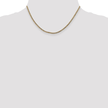 14k Yellow Gold 2.5mm Semi-Solid Curb Chain Necklace