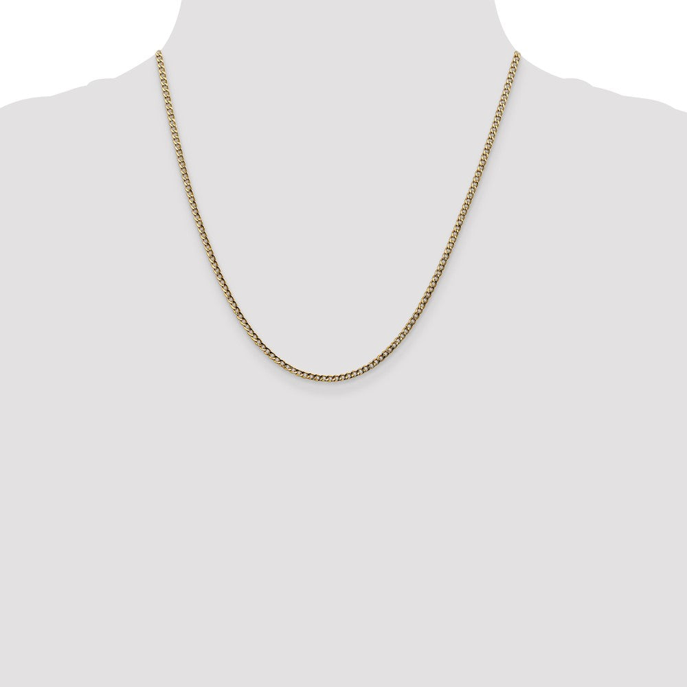 14k Yellow Gold 2.5mm Semi-Solid Curb Chain Necklace