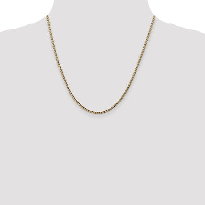 14k Yellow Gold 2.5mm Semi-Solid Curb Chain Necklace