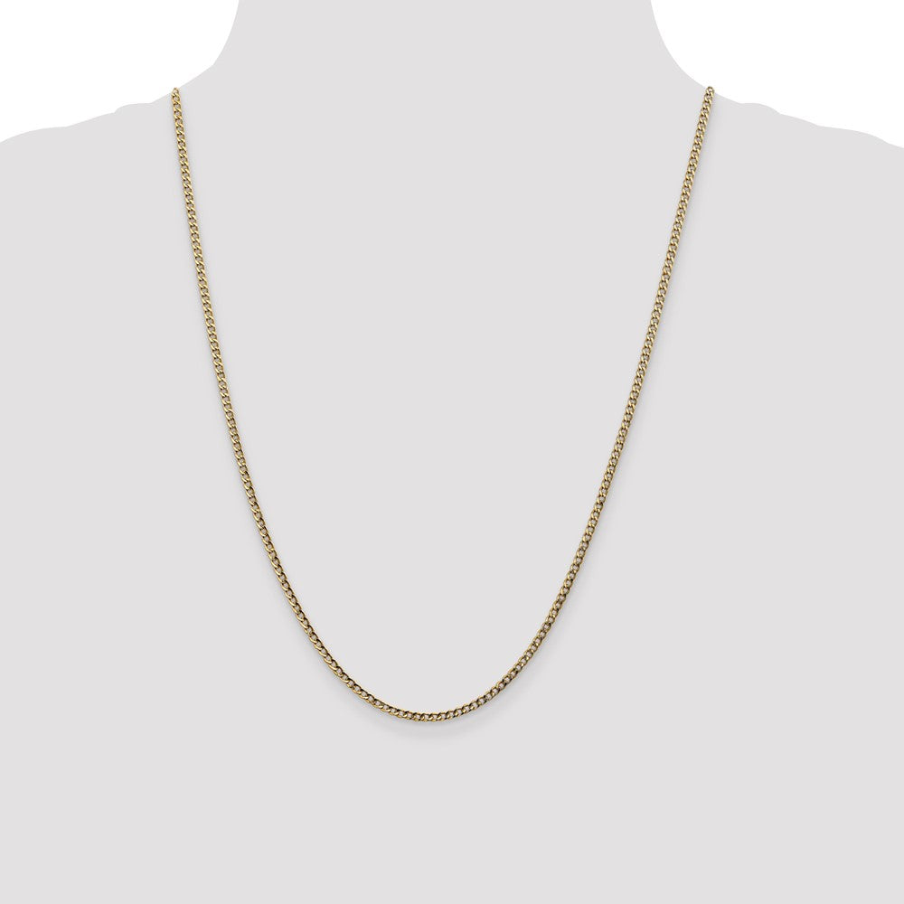 14k Yellow Gold 2.5mm Semi-Solid Curb Chain Necklace