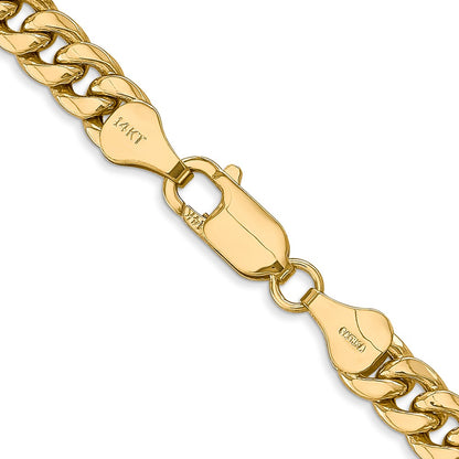14k Yellow Gold 6mm Semi-Solid Miami Cuban Chain Necklace