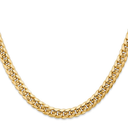 14k Yellow Gold 6.75mm Semi-Solid Miami Cuban Chain Necklace